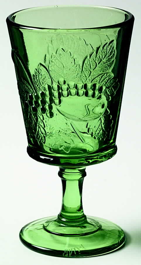 Strawberry and Currant Green Water Goblet by L G Wright Glass-1