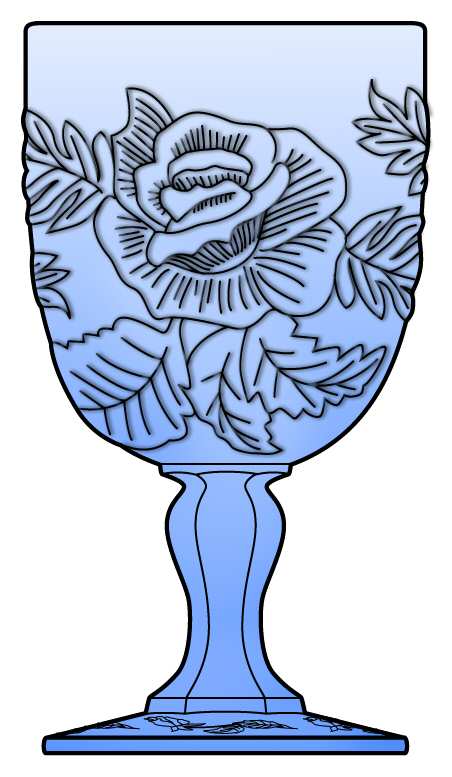 Wild Rose Blue Water Goblet by L G Wright Glass-1