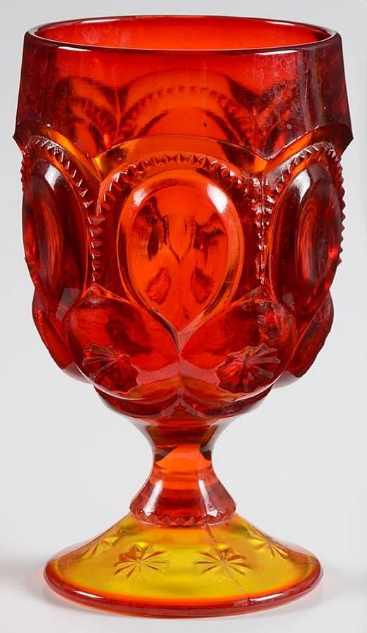 Moon and Star Amberina Water Goblet by L G Wright Glass-1