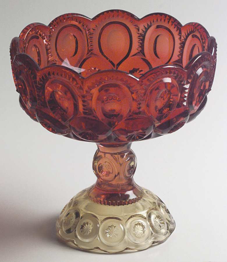 Moon and Star Amberina 10" Compote No Lid by L G Wright Glass-1