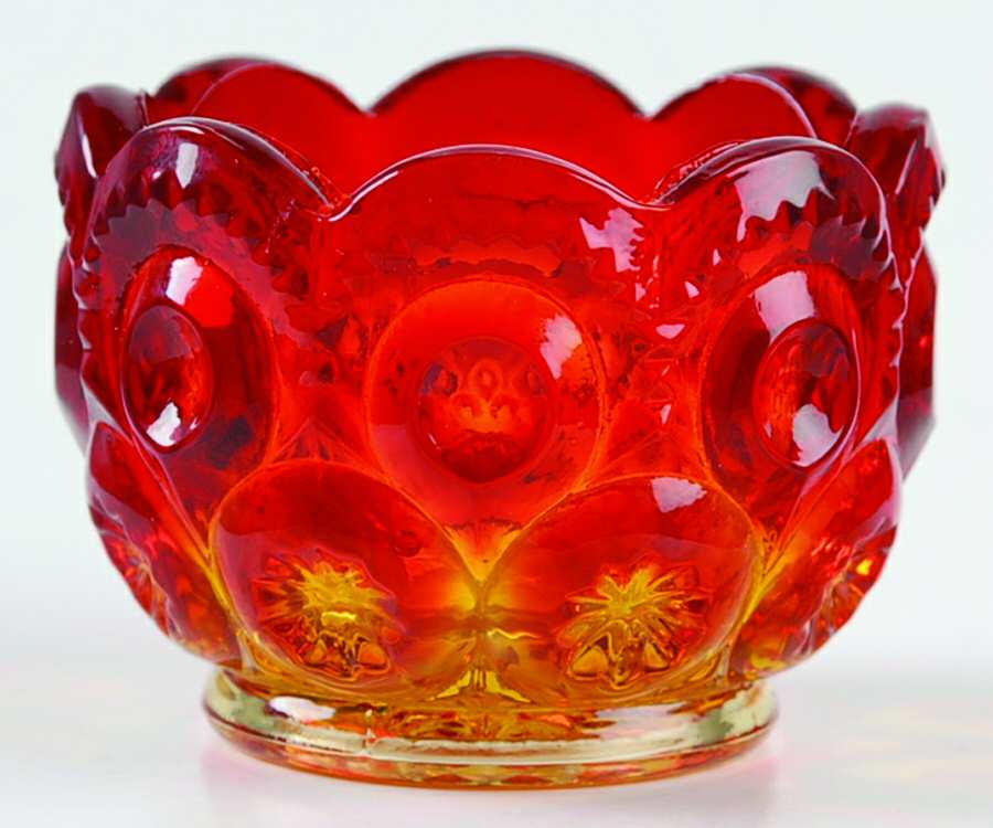 Moon and Star Amberina Table Salt Dip by L G Wright Glass-1