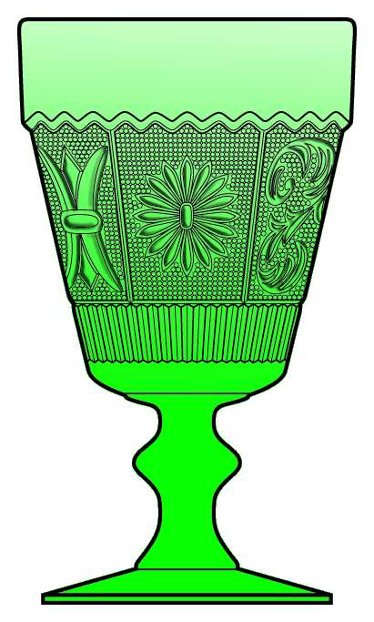 Princess Feather Green Water Goblet by Westmoreland-1