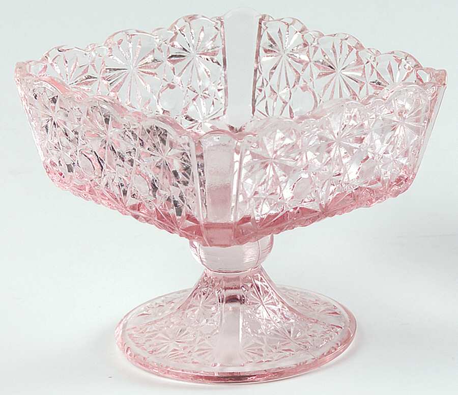 Daisy and Button Pink Square Sherbet by L G Wright Glass-1