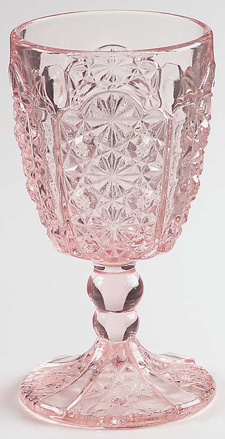 Daisy and Button Pink Water Goblet by L G Wright Glass-1