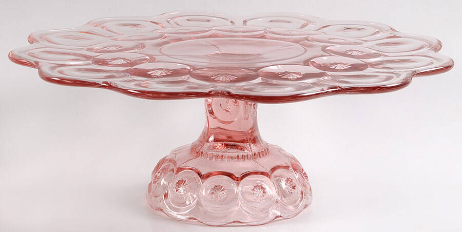 Moon and Star Pink Cake Stand by L G Wright Glass-1