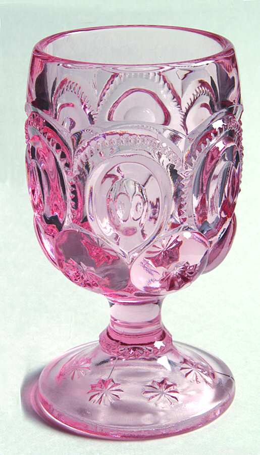 Moon and Star Pink Water Goblet by L G Wright Glass-1