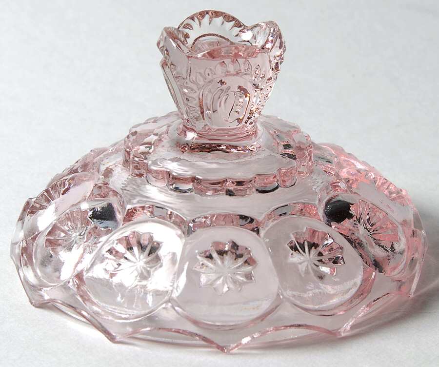 Moon and Star Pink Lid for Tall Footed Jam/Jelly by L G Wright Glass-1