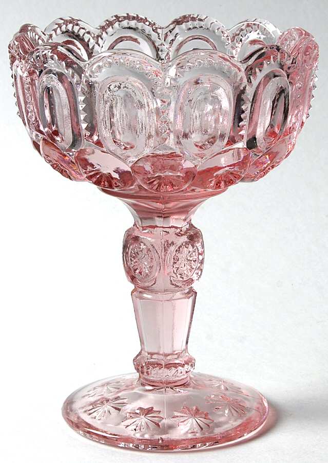 Moon and Star Pink Open Footed Tall Jam/Jelly by L G Wright Glass-1