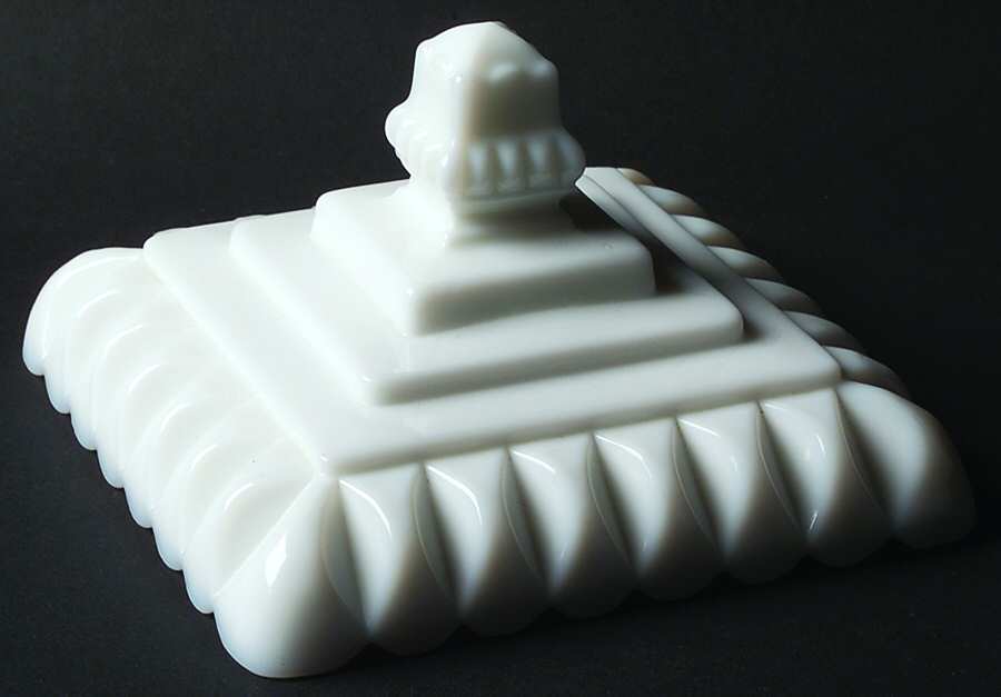 Wedding Milk Glass Lid for Medium Wedding Bowl by Westmoreland-1
