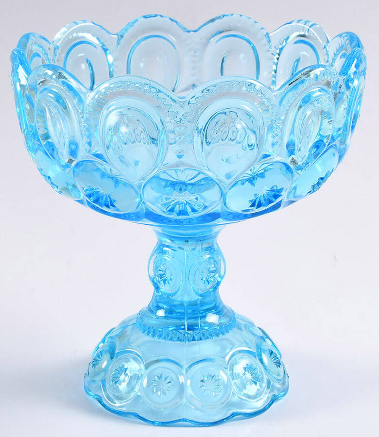 Moon and Star-Light Blue 9" Compote No Lid by L G Wright Glass-1