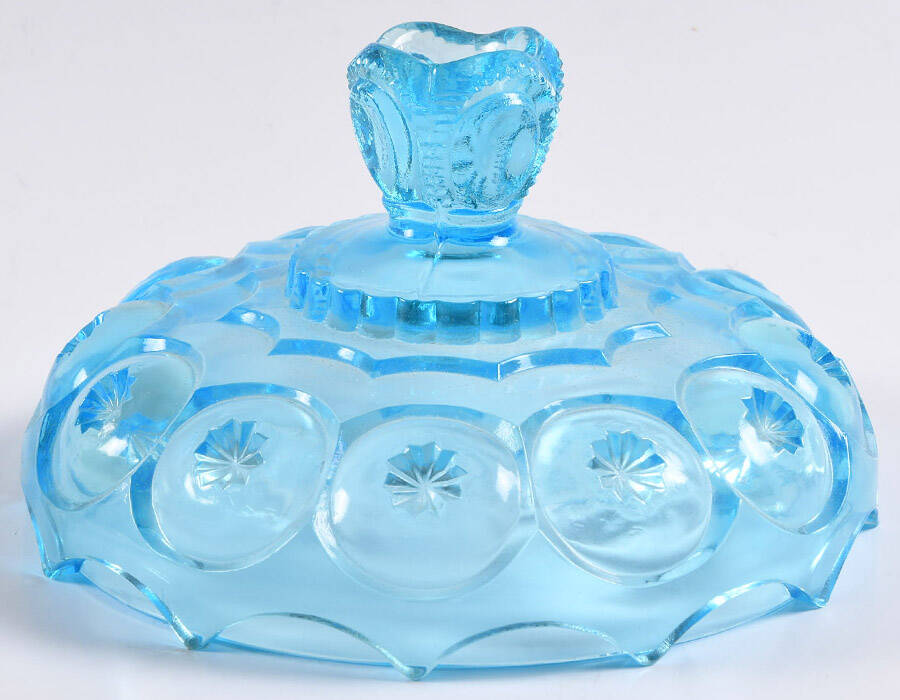 Moon and Star-Light Blue Lid for 9" Compote by L G Wright Glass-1