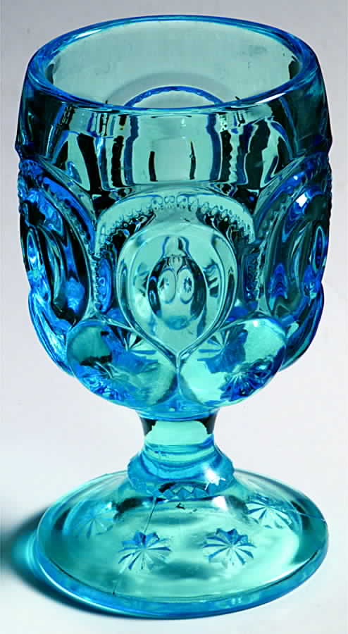 Moon and Star-Light Blue Water Goblet by L G Wright Glass-1