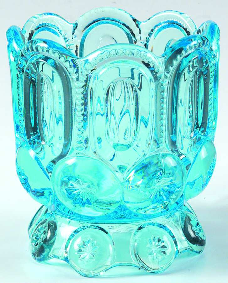 Moon and Star-Light Blue Footed Open Sugar by L G Wright Glass-1