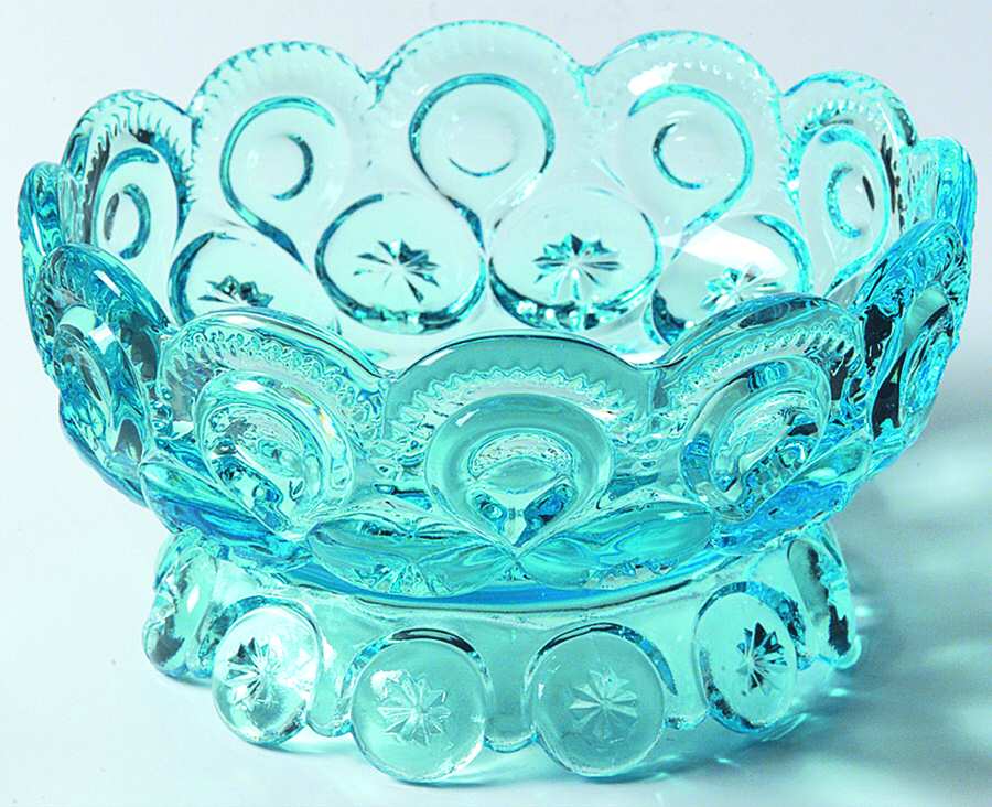 Moon and Star-Light Blue Round Butter Dish No Lid by L G Wright Glass-1
