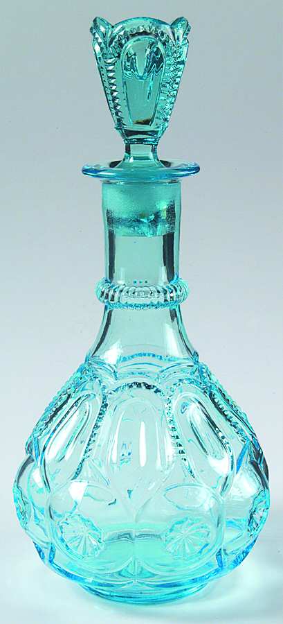 Moon and Star-Light Blue Decanter & Stopper by L G Wright Glass-1