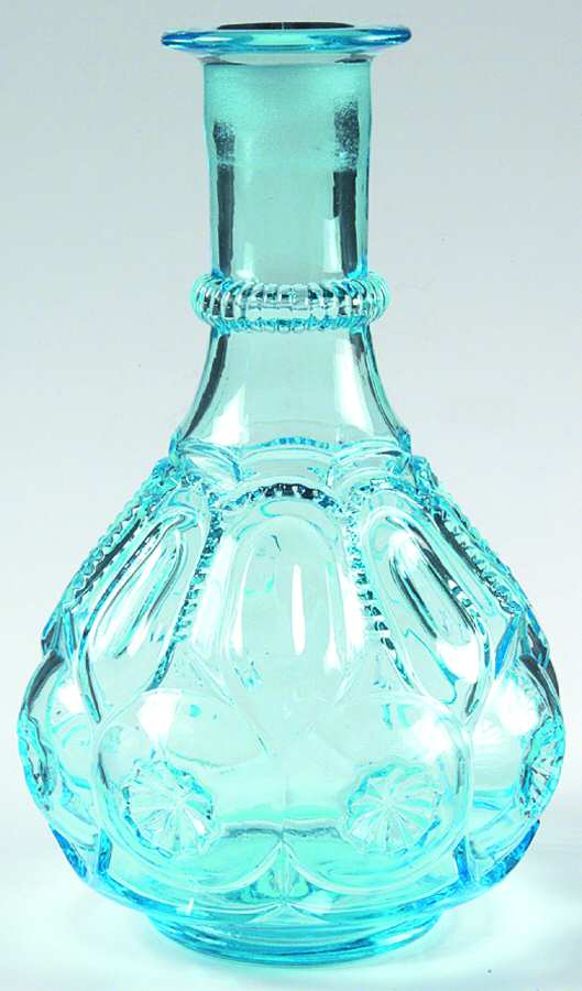 Moon and Star-Light Blue Decanter No Stopper by L G Wright Glass-1