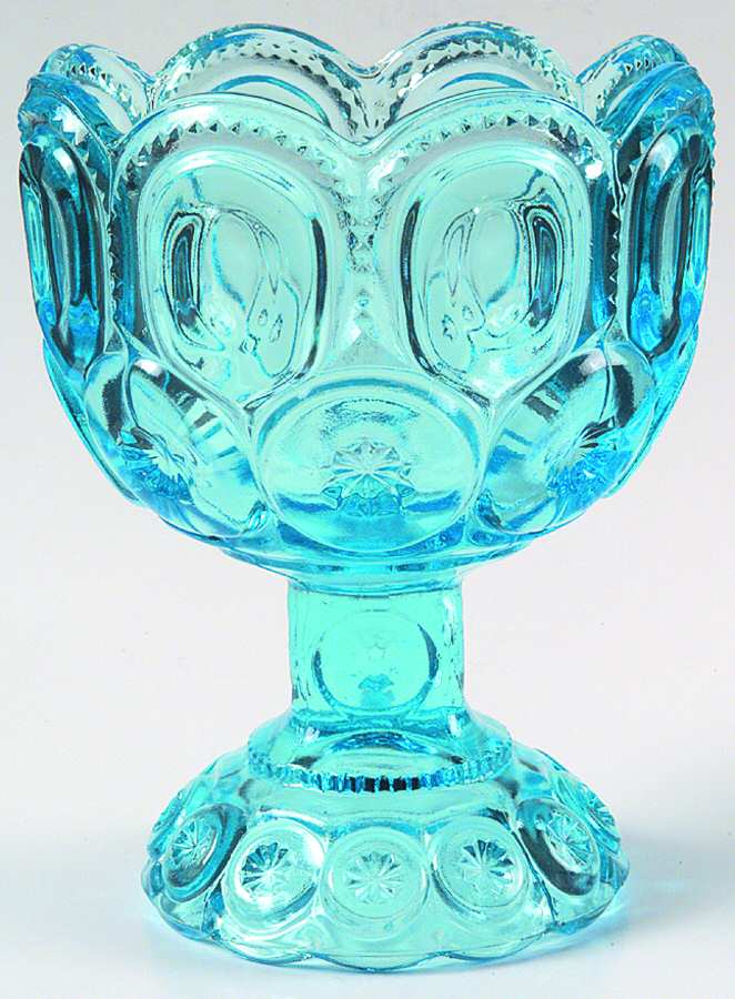 Moon and Star-Light Blue 8" Compote No Lid by L G Wright Glass-1