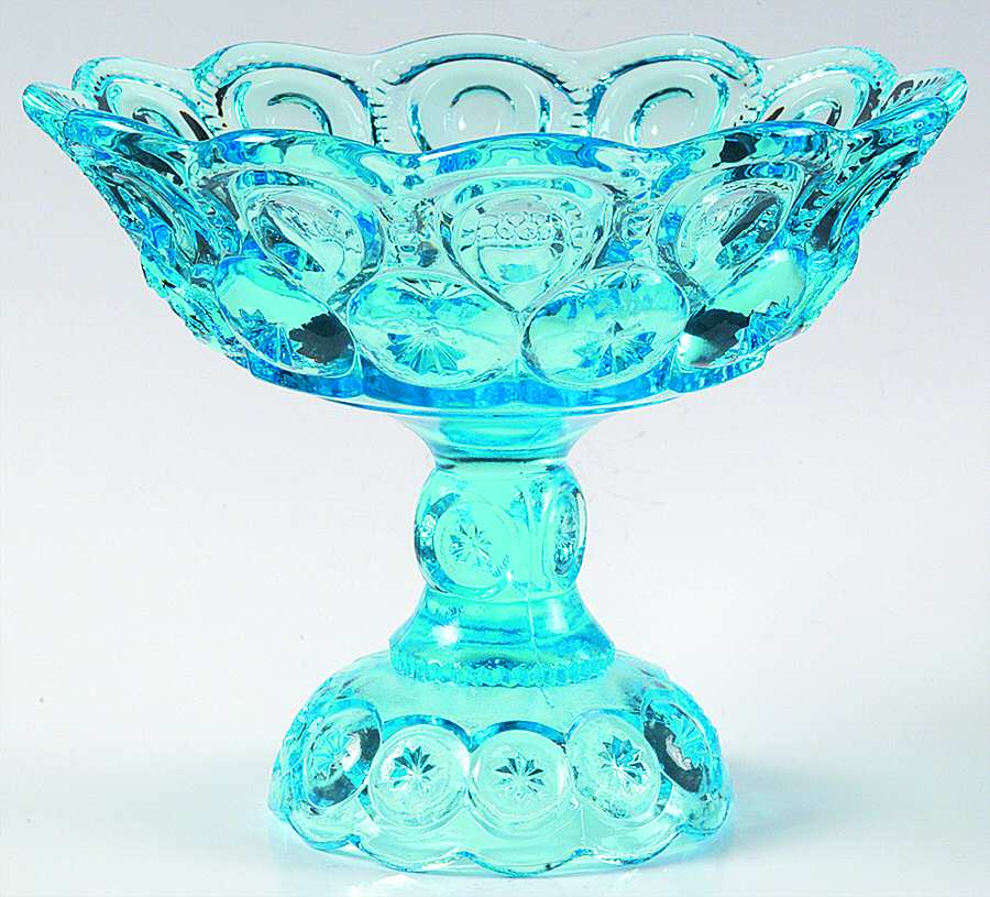 Moon and Star-Light Blue 8" Open Compote by L G Wright Glass-1