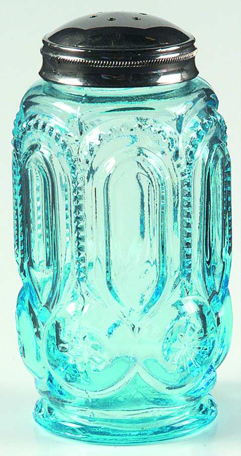 Moon and Star-Light Blue Shaker with Metal Lid by L G Wright Glass-1