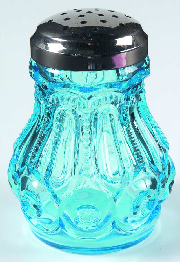 Moon and Star-Light Blue Sugar Shaker & Lid by L G Wright Glass-1