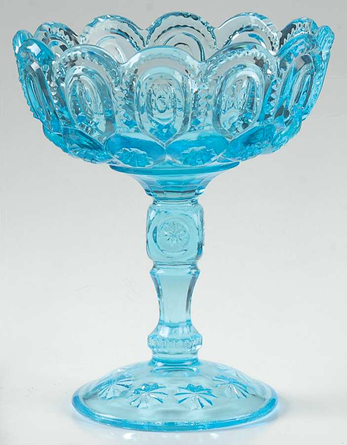 Moon and Star-Light Blue Open Footed Tall Jam/Jelly by L G Wright Glass-1