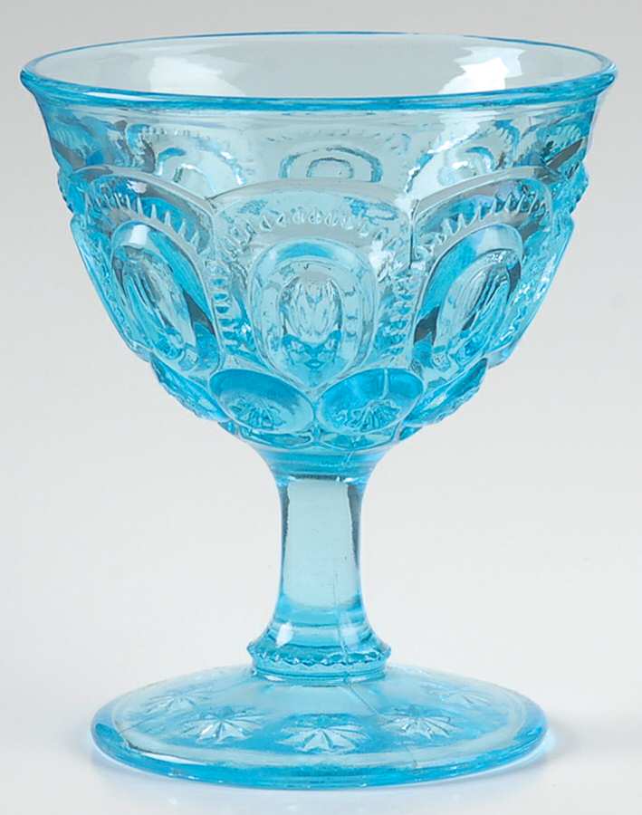 Moon and Star-Light Blue Champagne/Tall Sherbet by L G Wright Glass-1