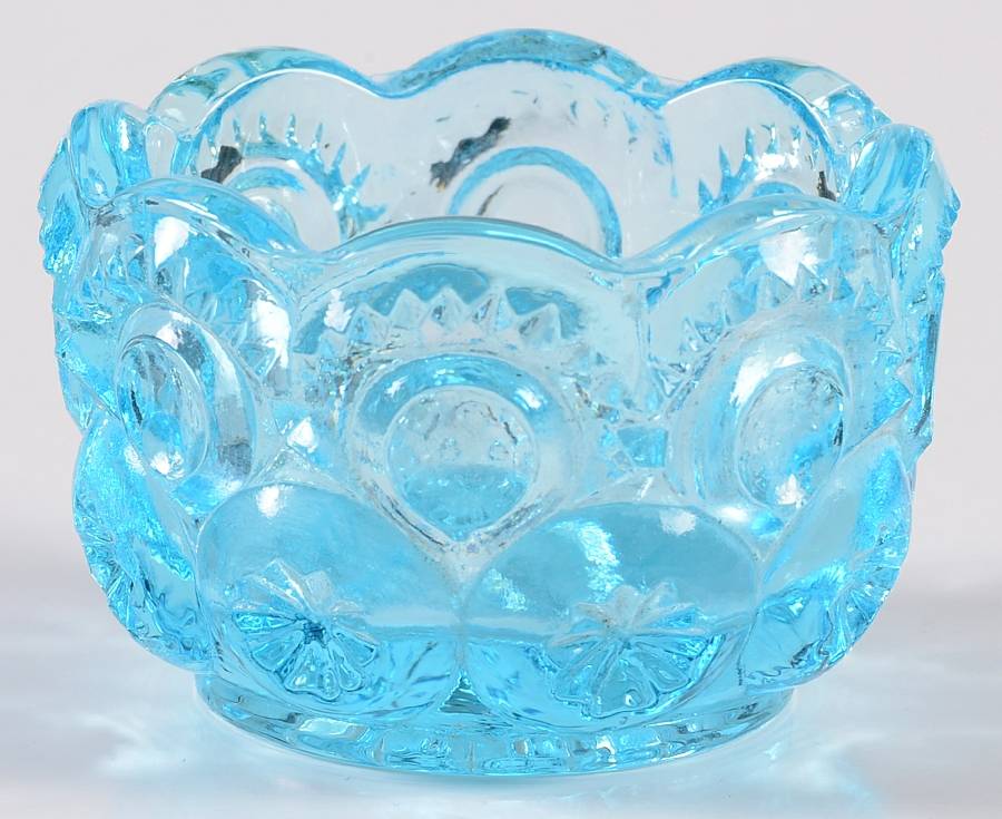 Moon and Star-Light Blue Salt Dip by L G Wright Glass-1