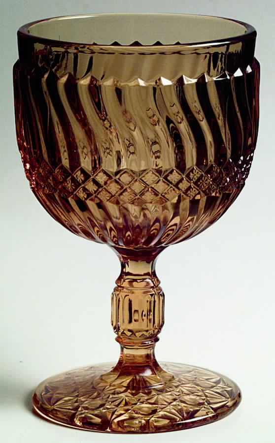 Jersey Swirl Amber Water Goblet by L G Wright Glass-1