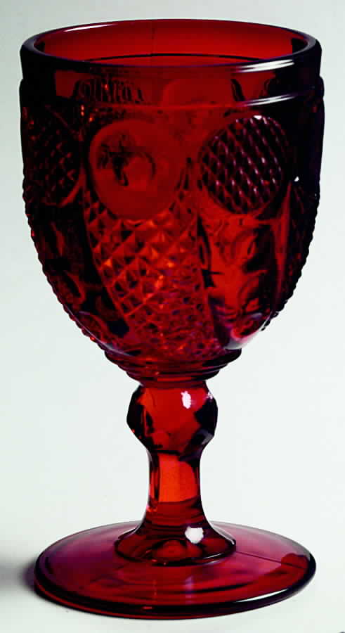 Horn of Plenty Ruby Water Goblet by L G Wright Glass-1
