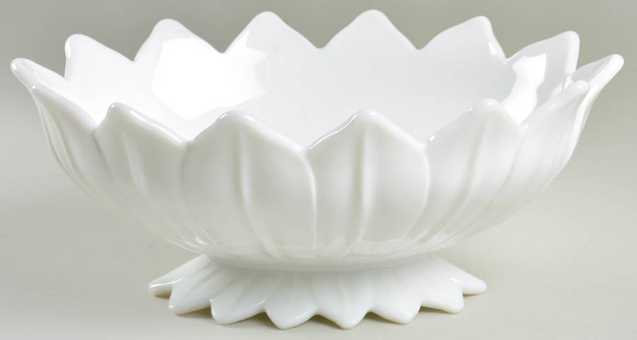 Lotus Milk Glass 11" Oval Bowl by Westmoreland-1