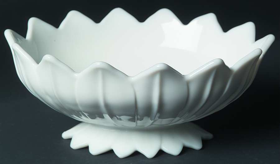 Lotus Milk Glass 11" Flared Bowl by Westmoreland-1