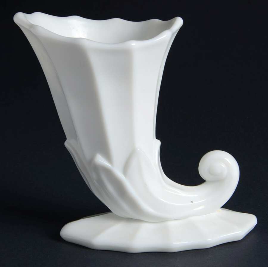 Lotus Milk Glass 5" Cornucopia Vase by Westmoreland-1