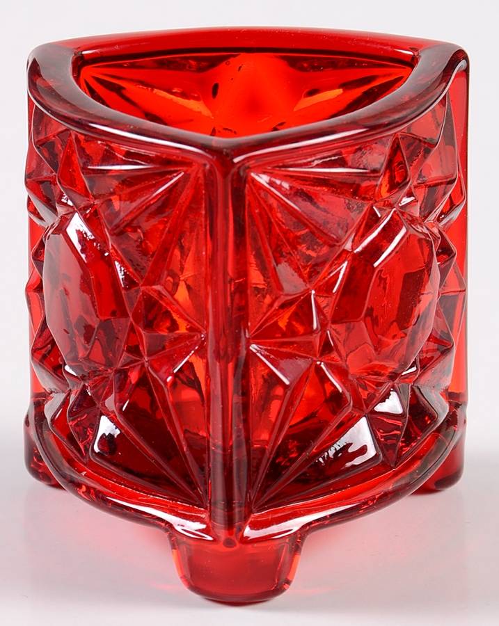 Daisy and Button Ruby Triangular Toothpick Holder by L G Wright Glass-1