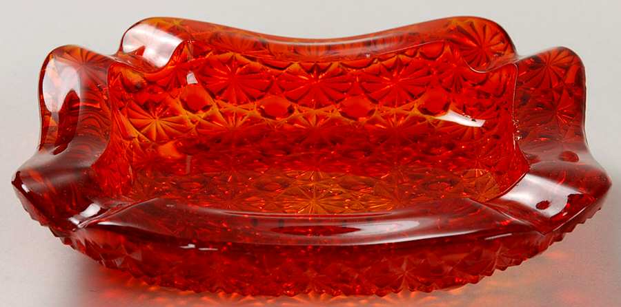 Daisy and Button Ruby 6" Ashtray by L G Wright Glass-1