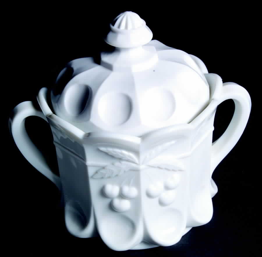 Cherry Milk Glass Cookie Jar & Lid by Westmoreland-1
