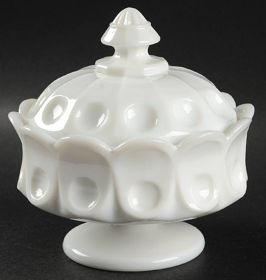 Cherry Milk Glass Honey Dish & Lid by Westmoreland-1
