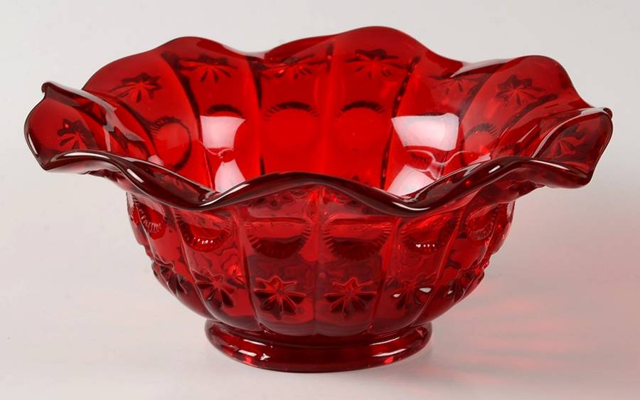Priscilla Ruby 6" Nappy by L G Wright Glass-1
