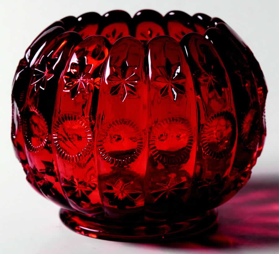 Priscilla Ruby Rose Bowl by L G Wright Glass-1