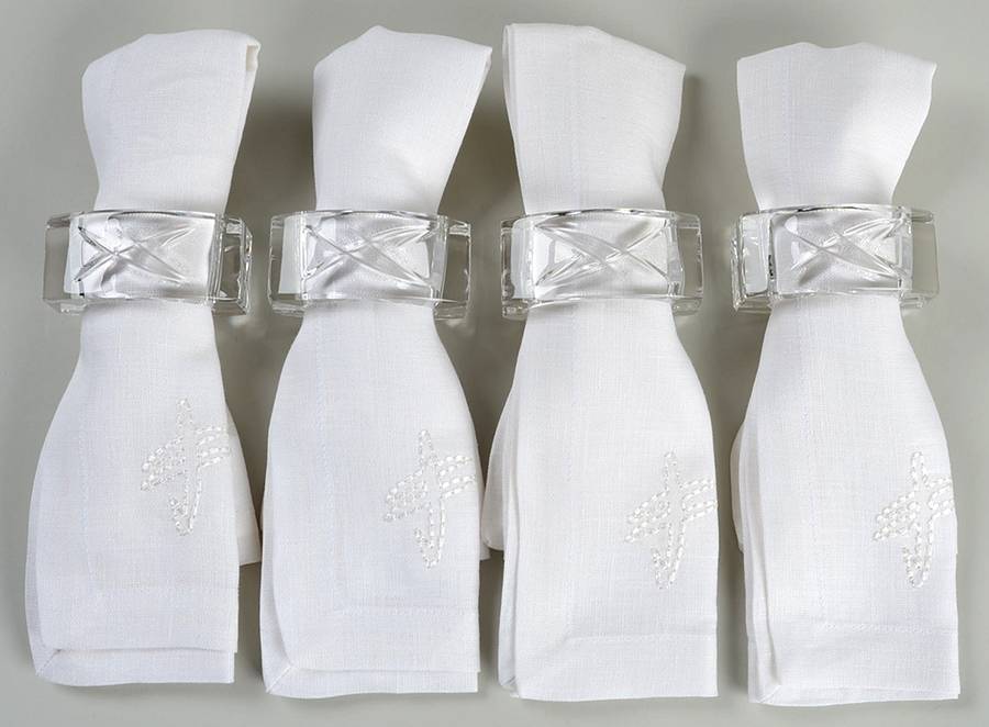 Signature Napkin Rings & Linen Napkins - Set of 4 Each by Waterford Crystal-1