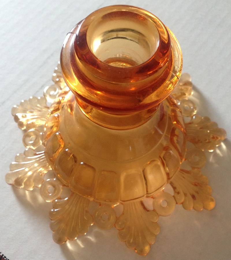 Ring and Petal Amber Single Light Candlestick by Westmoreland-1