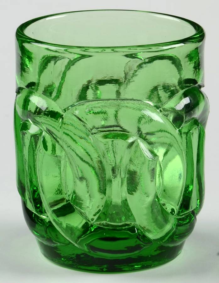 Double Ring Green Toothpick Holder by L G Wright Glass-1