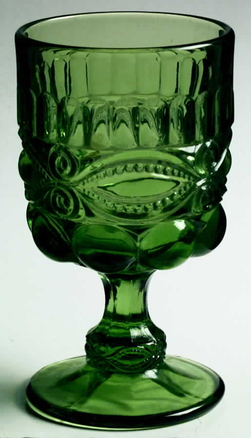 Eyewinker Green Water Goblet by L G Wright Glass-1