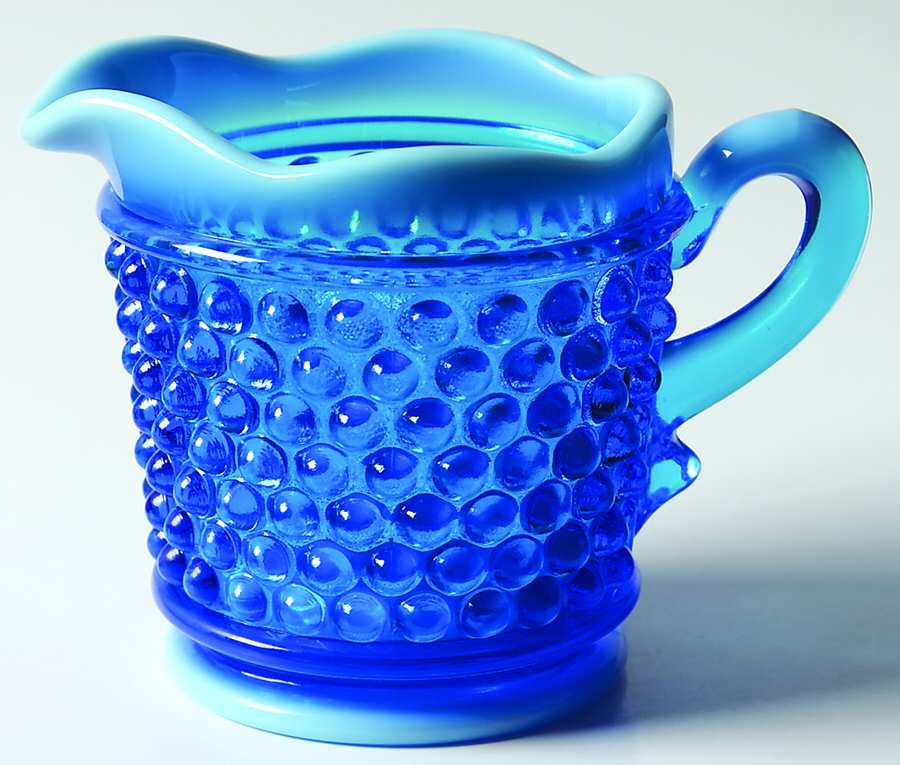 American Hobnail Blue Opalescent Creamer by Westmoreland-1