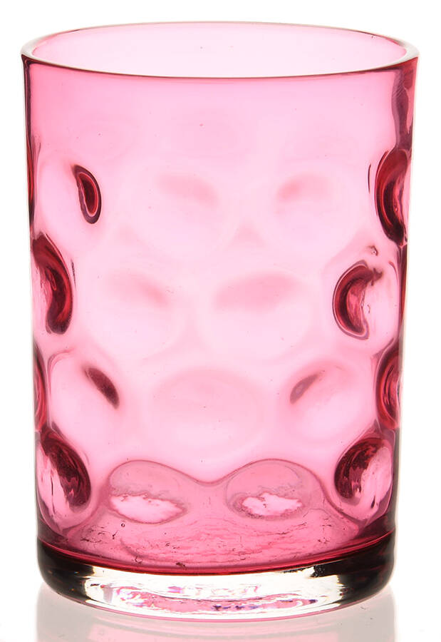 Thumbprint Cranberry 8 Oz Flat Tumbler by L G Wright Glass-1