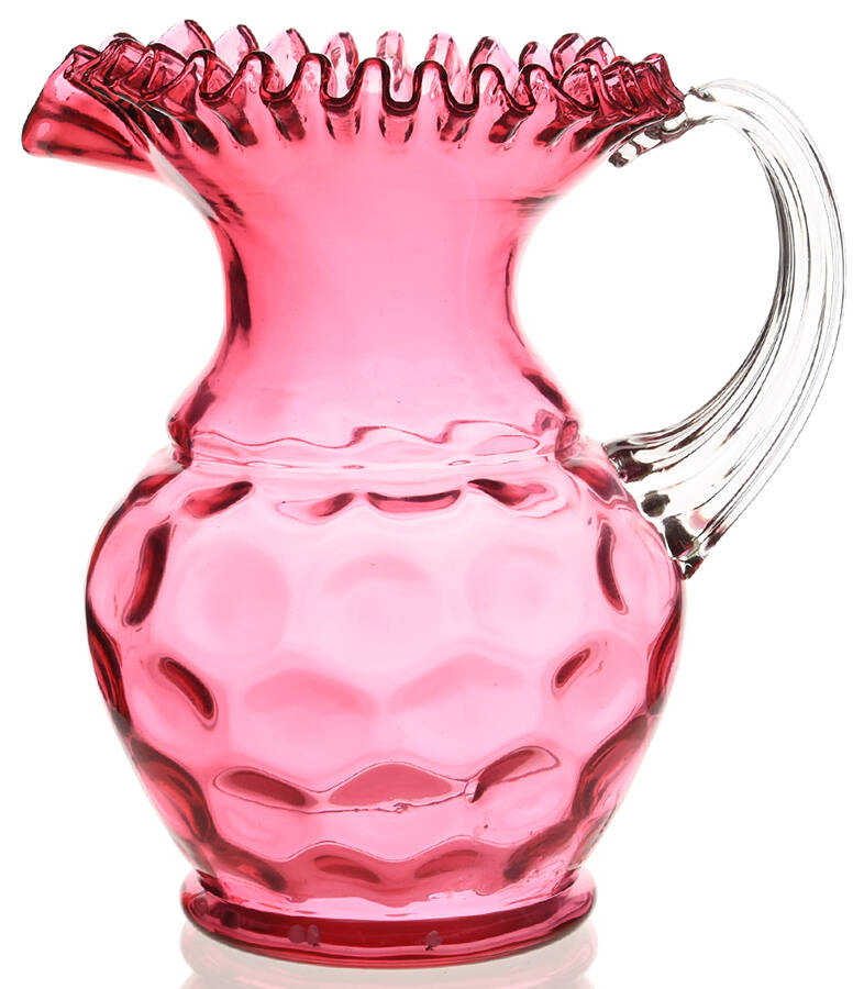 Thumbprint Cranberry 80 Oz Pitcher by L G Wright Glass-1