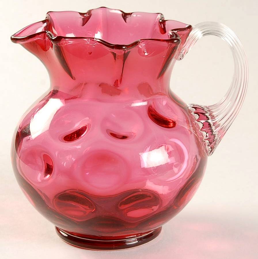 Thumbprint Cranberry Creamer by L G Wright Glass-1