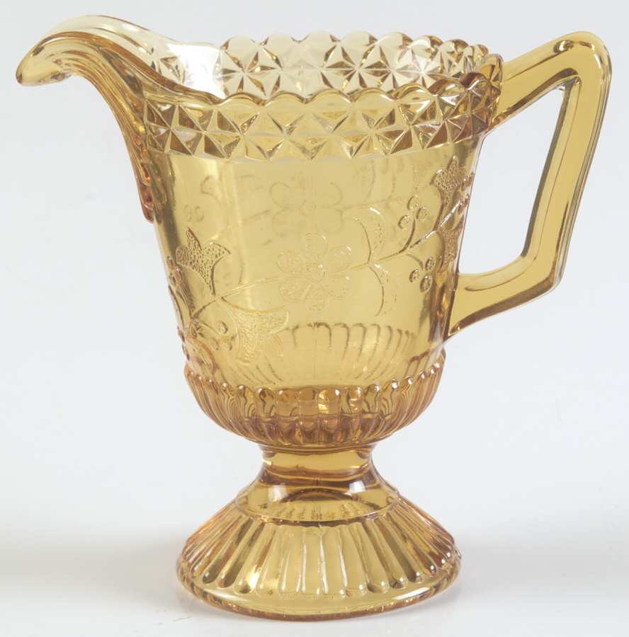 Wildflower Amber Creamer by L G Wright Glass-1