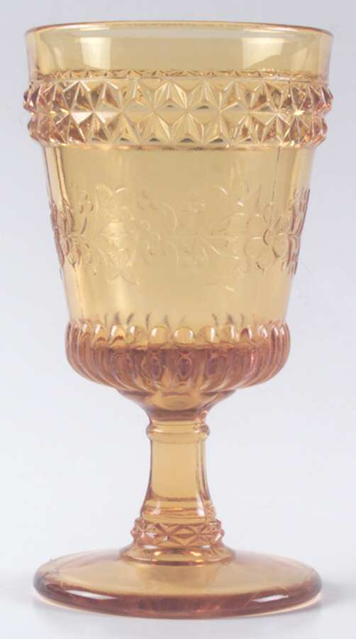 Wildflower Amber Water Goblet by L G Wright Glass-1