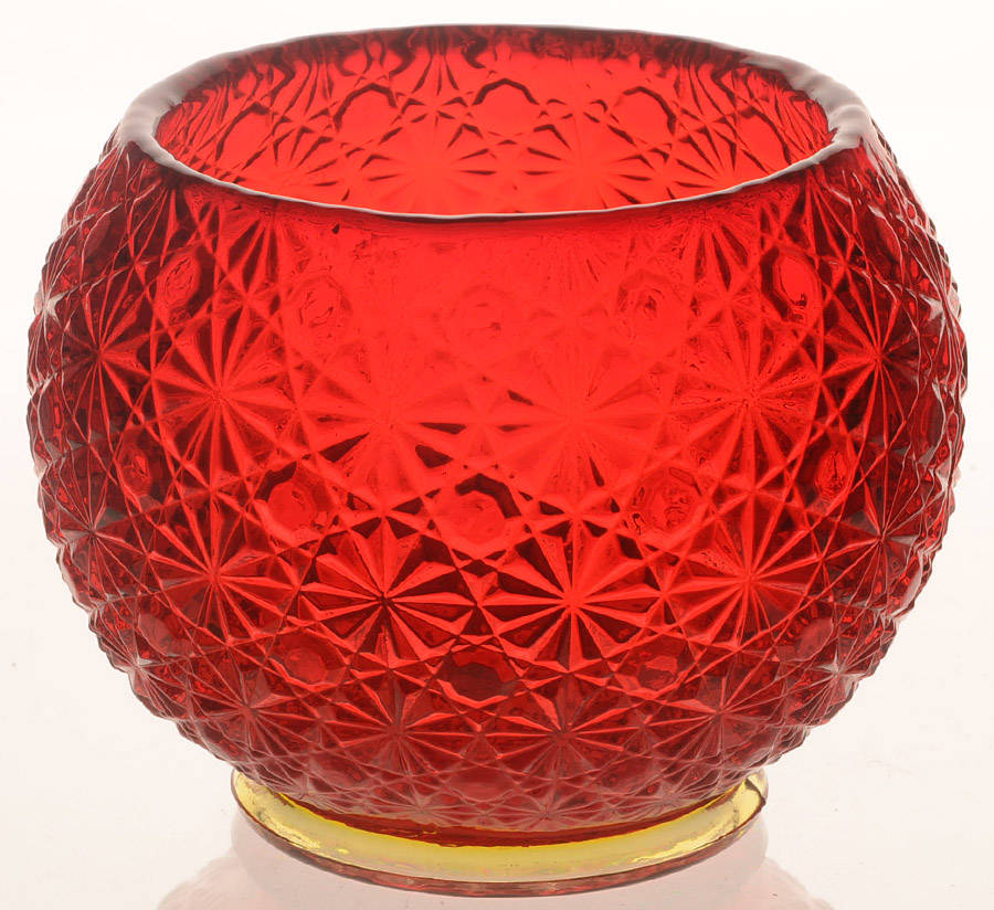 Daisy and Button Amberina 3" Rose Bowl by L G Wright Glass-1