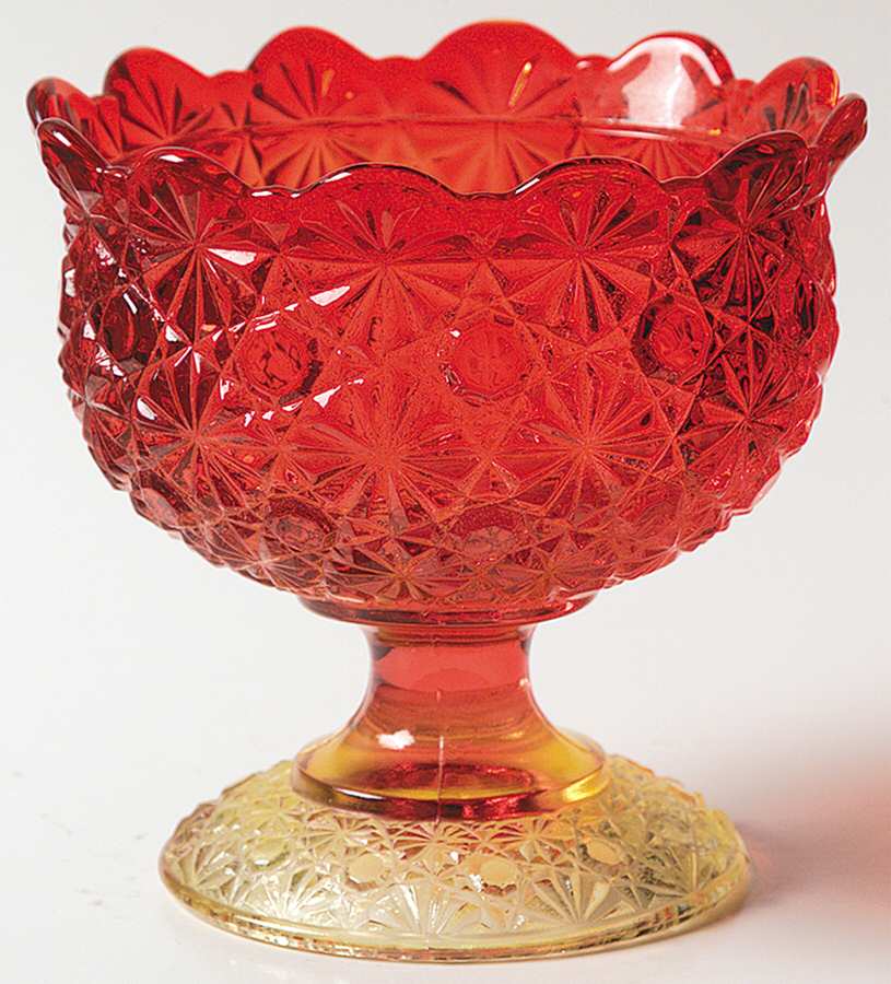 Daisy and Button Amberina Small Compote No Lid by L G Wright Glass-1
